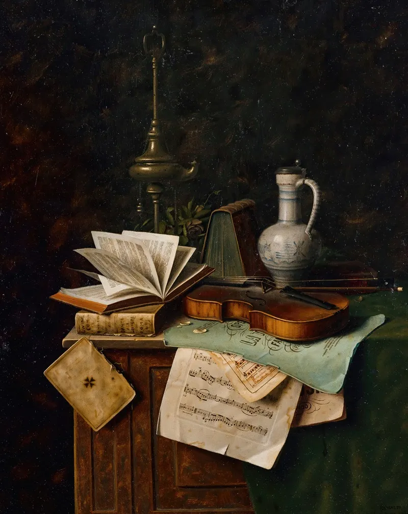 Still Life With Violin Wall Art by William Michael Harnett - High-Resolution Digital Print