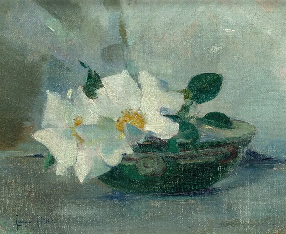 Still Life With Wild Roses Wall Art by Laura Coombs Hills - High-Resolution Digital Print