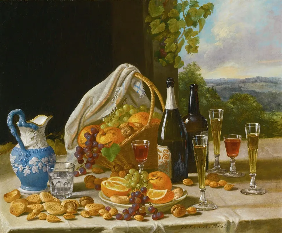 Still Life With Wine And Fruit Wall Art by John F. Francis - High-Resolution Digital Print
