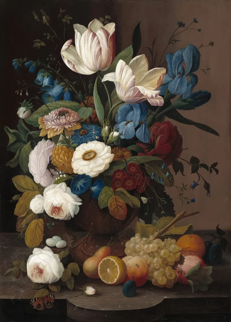 Still Lifeflowers And Fruit Wall Art by Severin Roesen - High-Resolution Digital Print