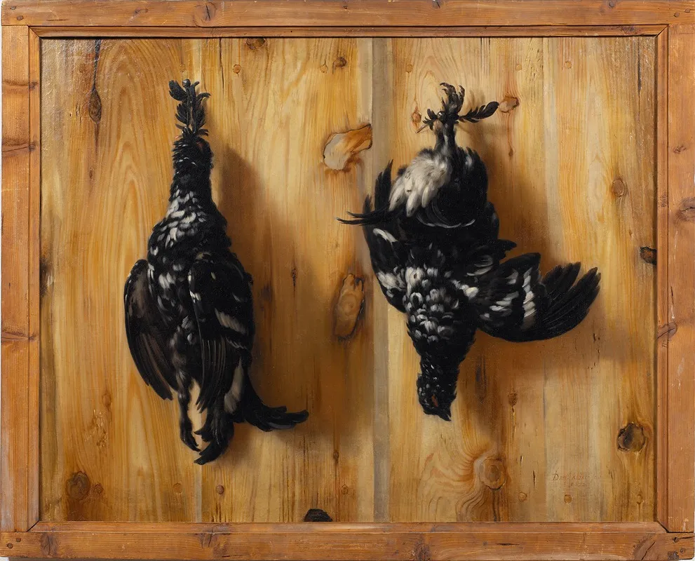 Stilleben Med Tva Orrtuppar Mot En Bradvagg Wall Art by David Klöcker Ehrenstrahl - High-Resolution Digital Print