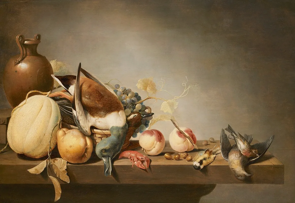 Stilleven Met Vruchten En Dode Vogels Wall Art by Harmen Steenwijck - High-Resolution Digital Print