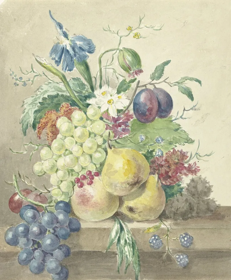 Stilleven Van Bloemen En Vruchten Wall Art by Jean Bernard - High-Resolution Digital Print