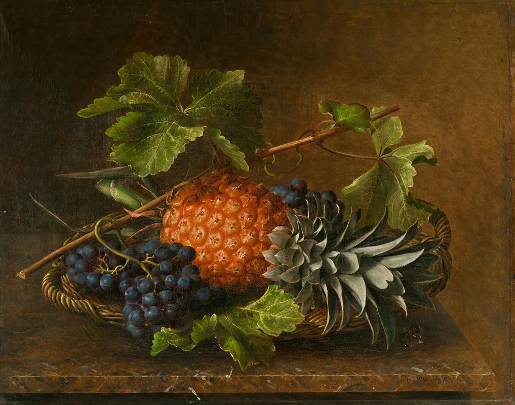 Stillleben Mit Ananas Und Trauben Wall Art by Johan Laurentz Jensen - High-Resolution Digital Print