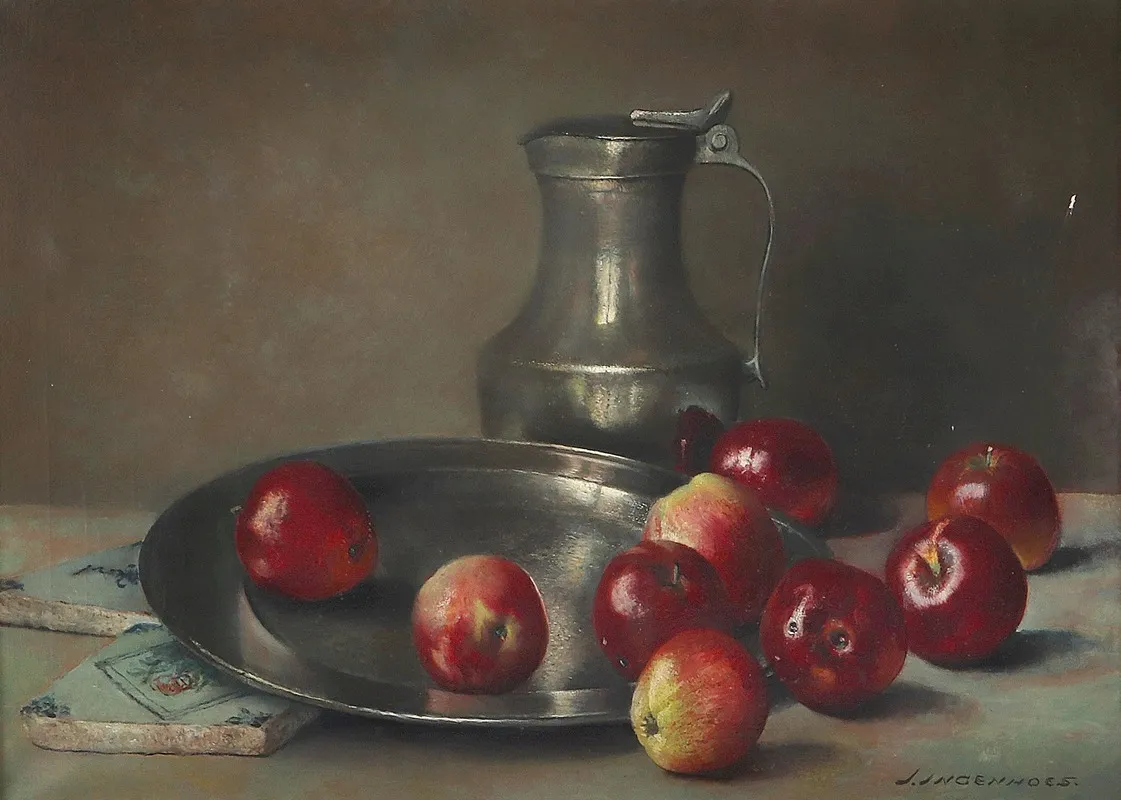 Stillleben Mit Apfeln Zinnschale Und Zinnkrug Wall Art by Jan Ingenhoes - High-Resolution Digital Print
