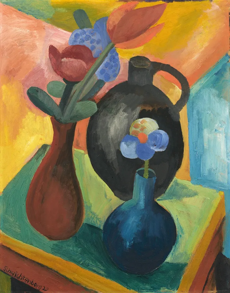Stillleben Mit Blumenvasen Und Krug