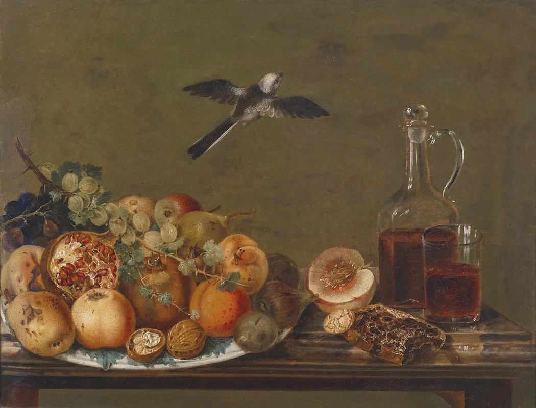 Stillleben Mit Feigen Und Apfeln Wall Art by Johann Matthias Wurzer - High-Resolution Digital Print
