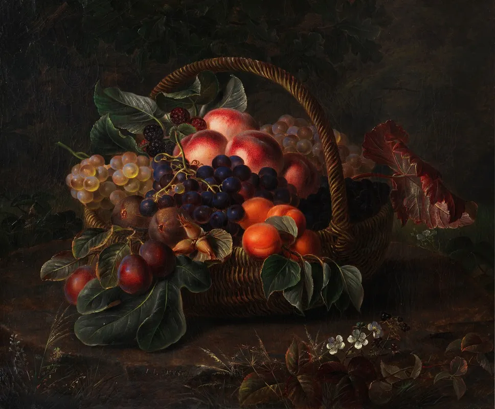 Stillleben Mit Fruchtekorb Wall Art by Johan Laurentz Jensen - High-Resolution Digital Print