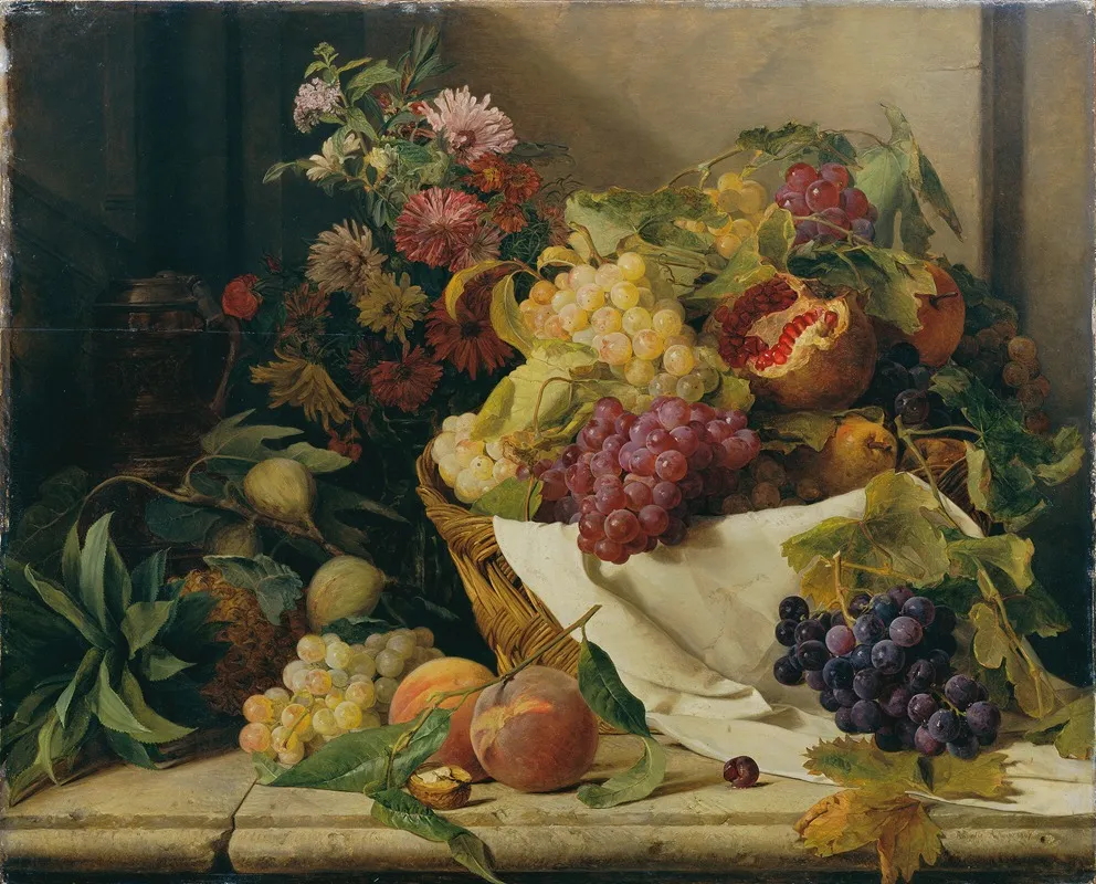 Stillleben Mit Fruchten Und Blumen Wall Art by Rosalia Amon - High-Resolution Digital Print