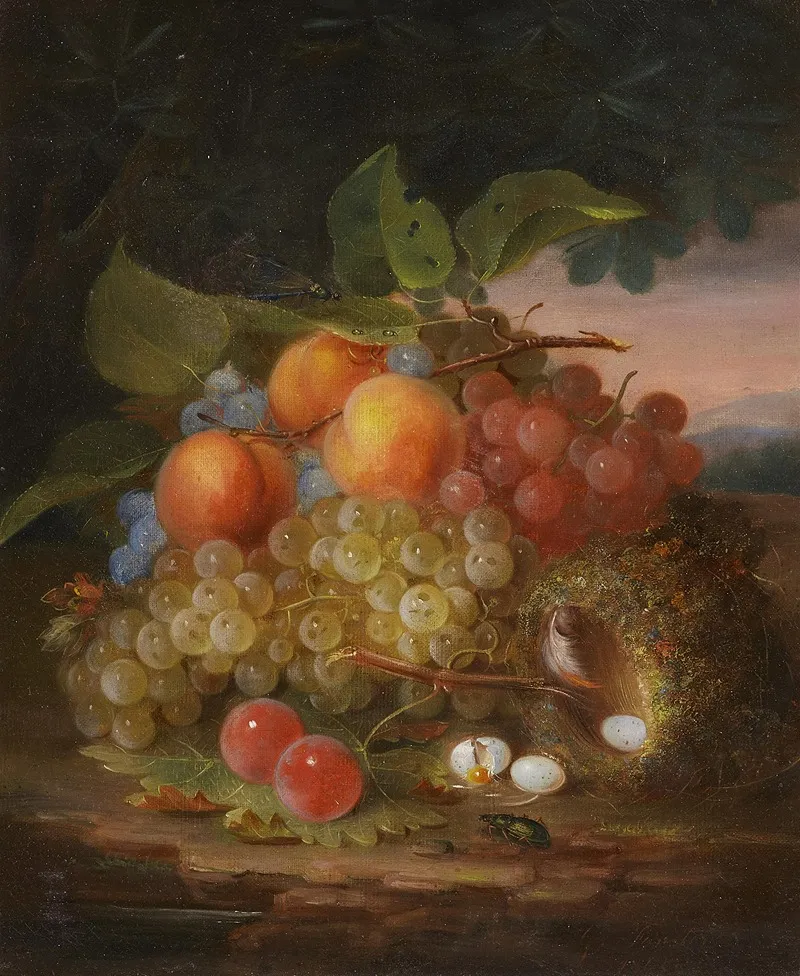 Stillleben Mit Fruchten Und Vogelnest Wall Art by George Forster - High-Resolution Digital Print
