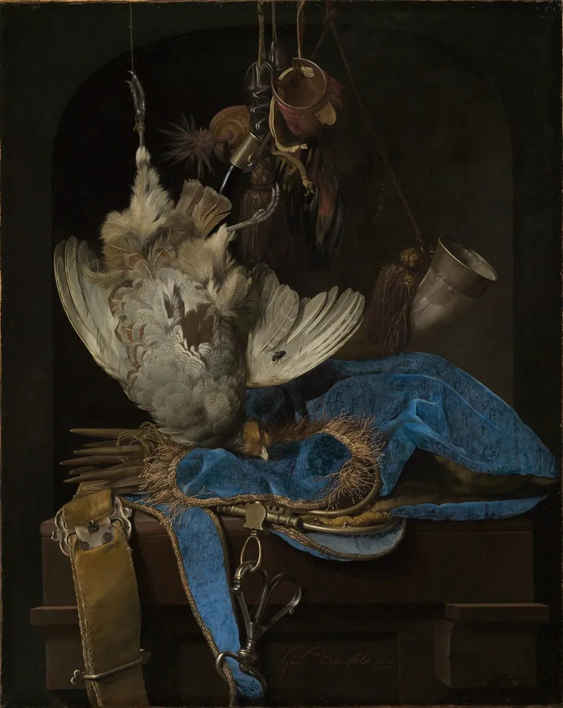 Stillleben Mit Jagdgeraten Und Totem Rebhuhn Wall Art by Willem van Aelst - High-Resolution Digital Print