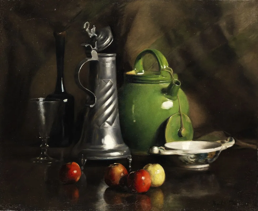 Stillleben Mit Krugen Und Obst Wall Art by Franck Antoine Bail - High-Resolution Digital Print