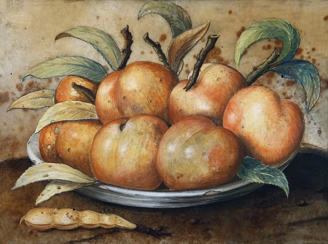 Stillleben Mit Pfirsischen Und Johannisbrot Wall Art by Giovanna Garzoni - High-Resolution Digital Print
