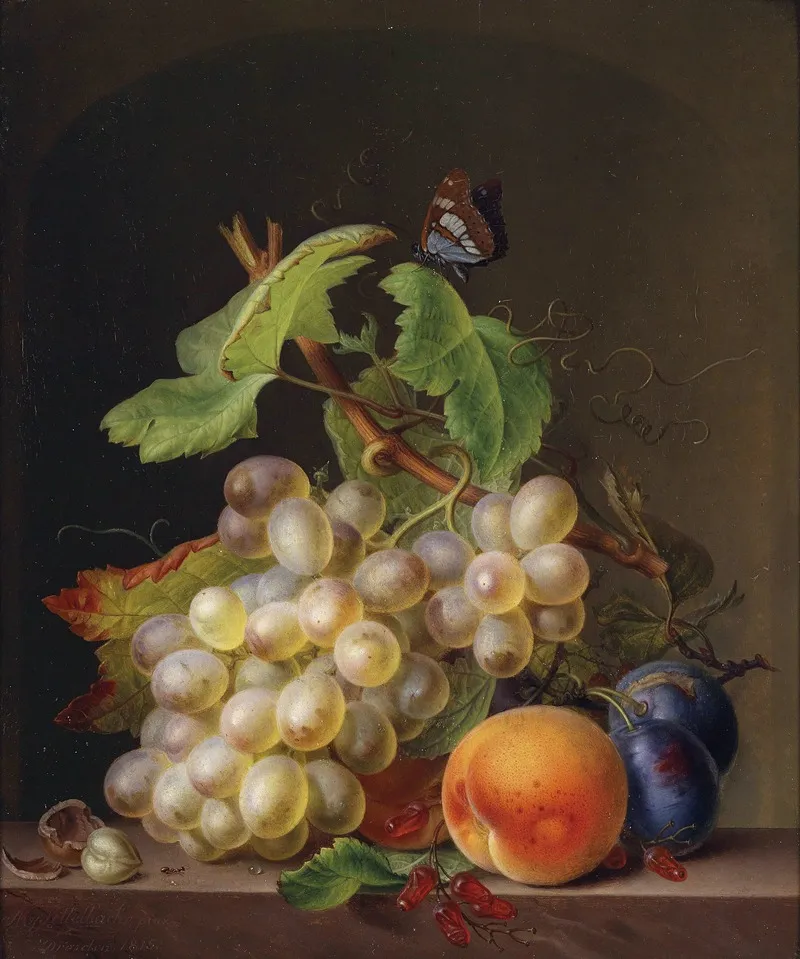 Stillleben Mit Weintrauben Wall Art by Ernst Moritz Gustav Tettelbach - High-Resolution Digital Print