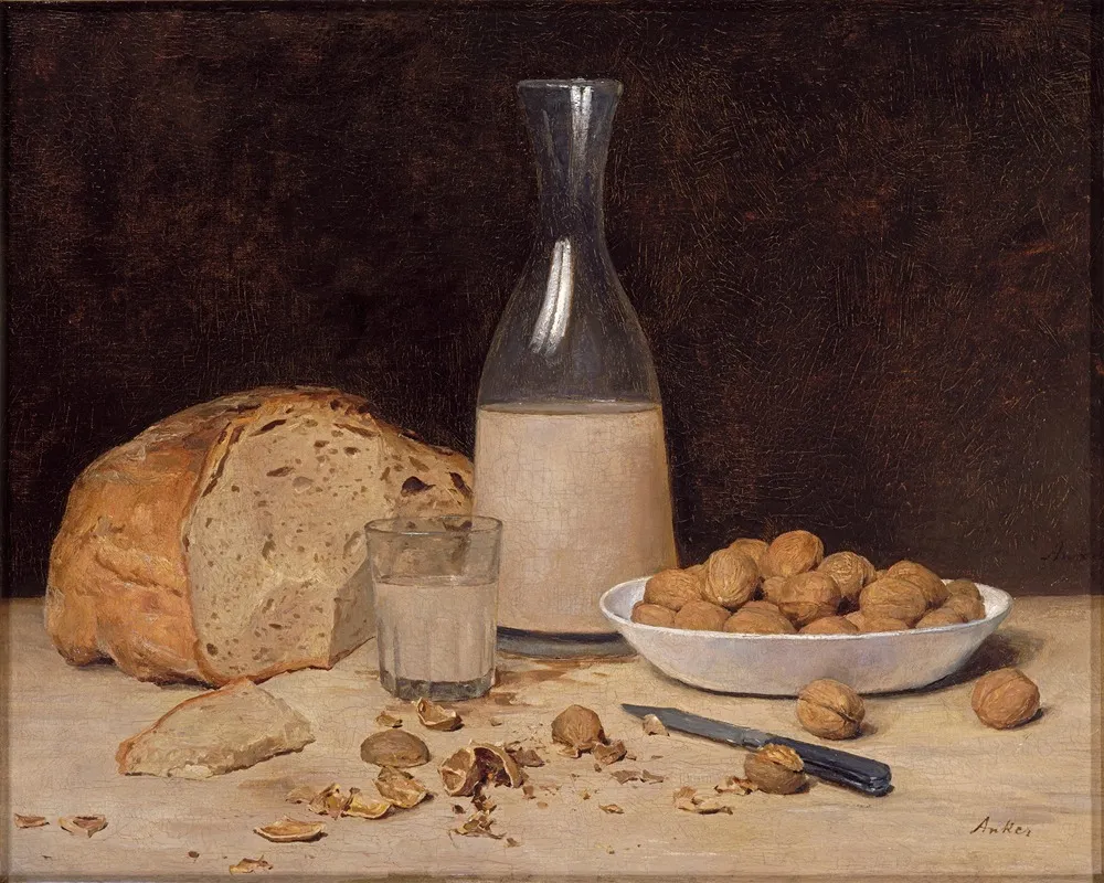 Stillleben Neuer Wein Wall Art by Albert Anker - High-Resolution Digital Print