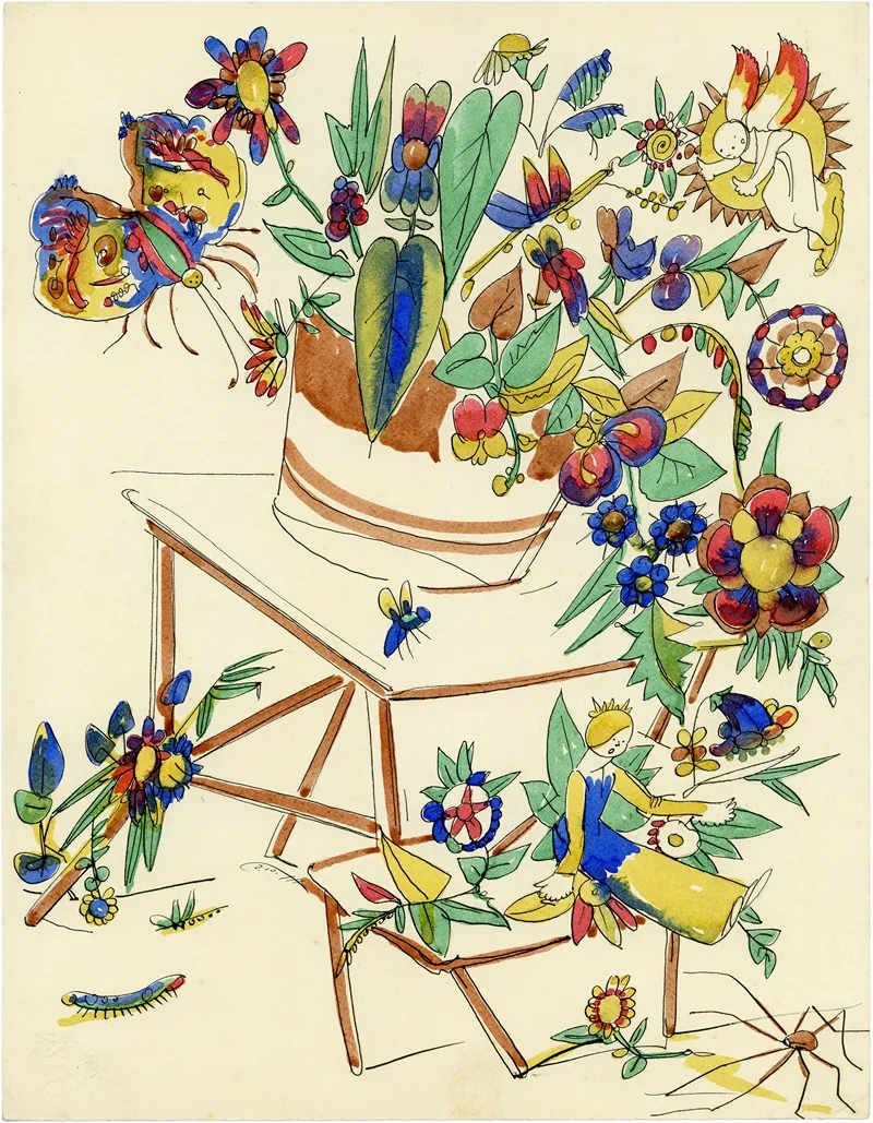 Stoel Met Vaas En Bloemen En Spin Wall Art by Alfred Ost - High-Resolution Digital Print