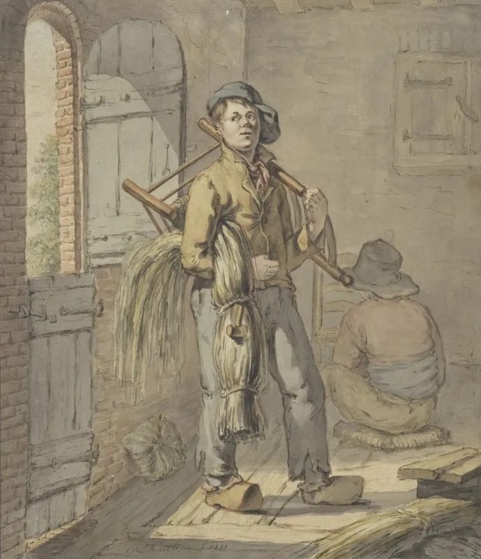 Stoelenmatters In Een Schuur Aan Het Werk Wall Art by Gerardus Laurentius Keultjes - High-Resolution Digital Print