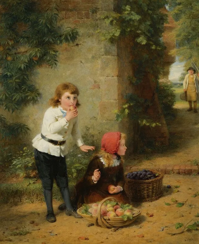 Stolen Fruit Is The Sweetest Wall Art by George Bernard O'Neill - High-Resolution Digital Print