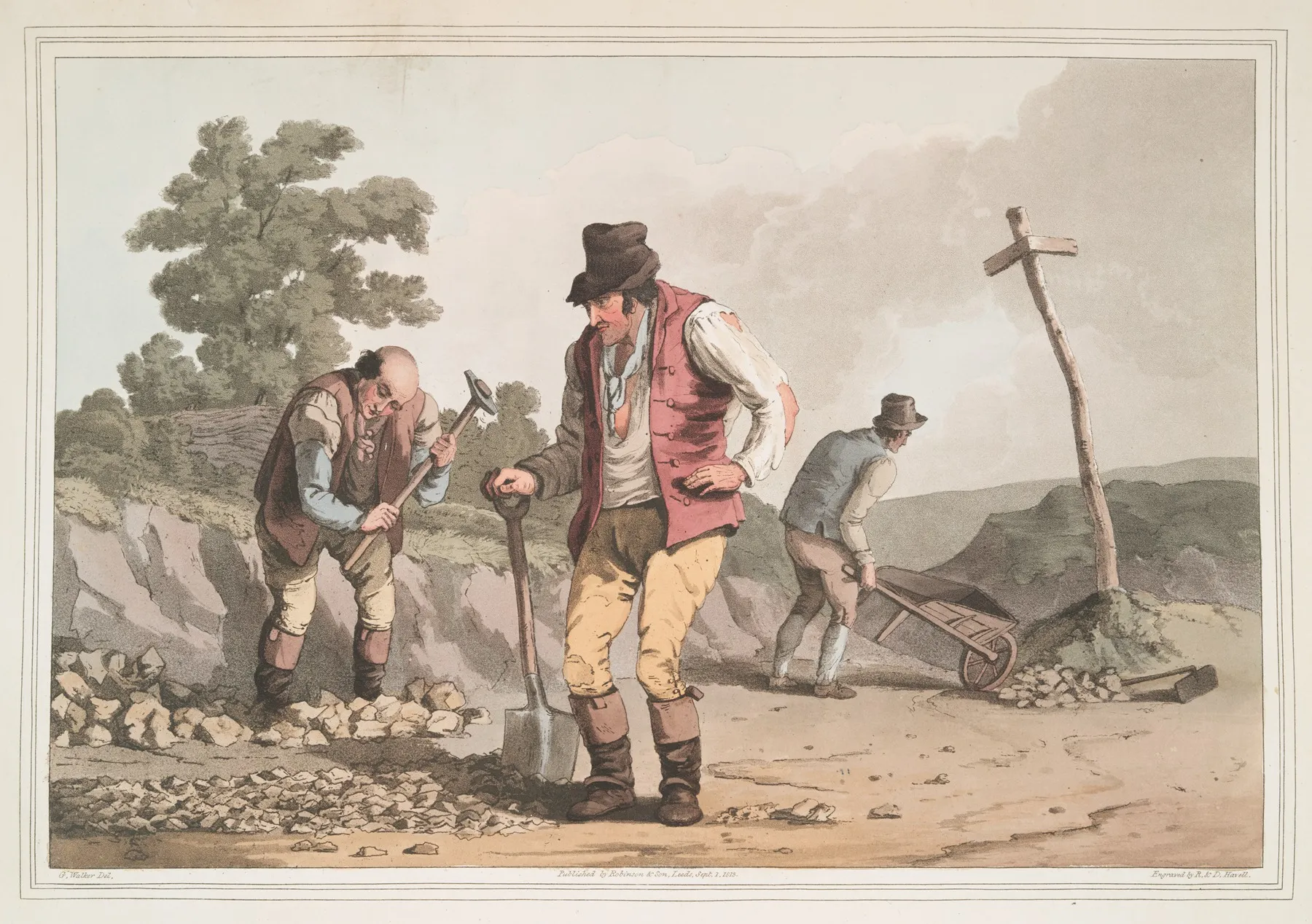 Stone Breakers On The Road Plate 7 Wall Art by George Walker - High-Resolution Digital Print