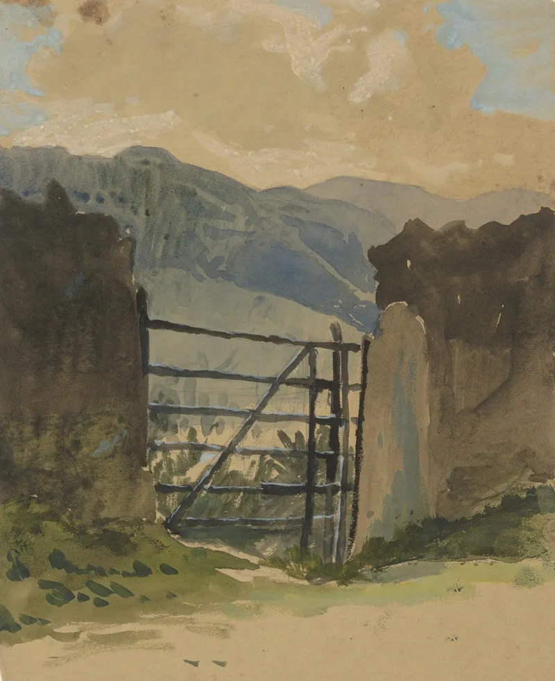 Stone Wall And Gate Sketch