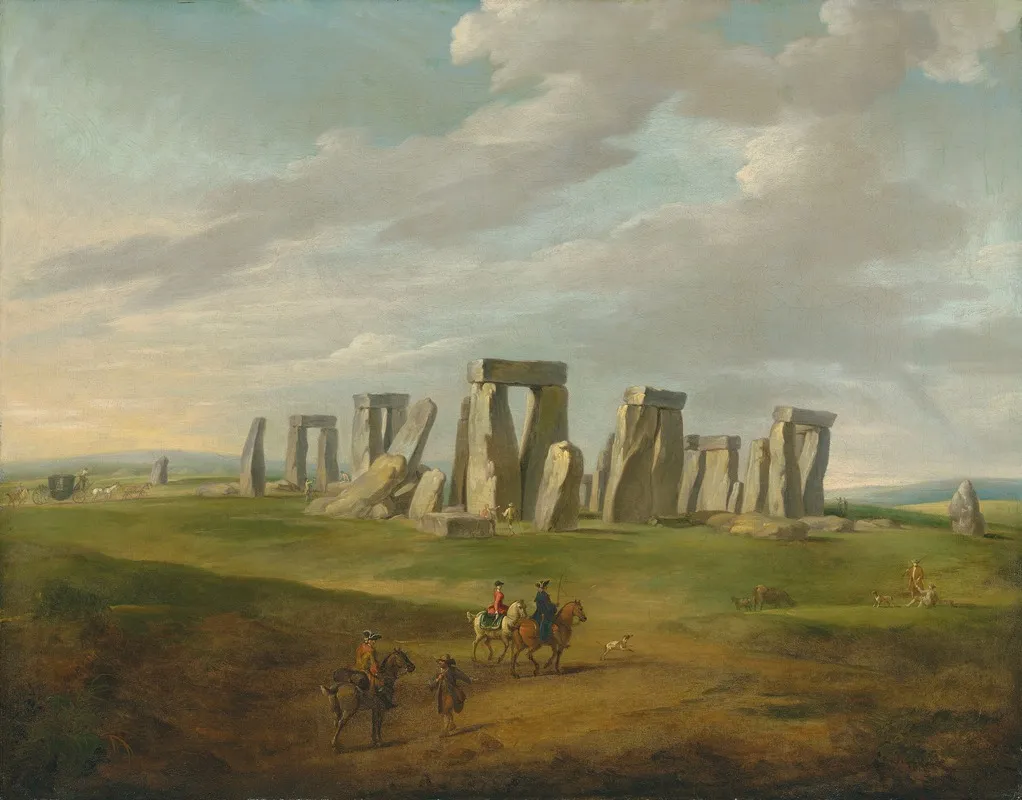 Stonehenge With A Carriage And Travellers On Horseback Wall Art by James Ross - High-Resolution Digital Print
