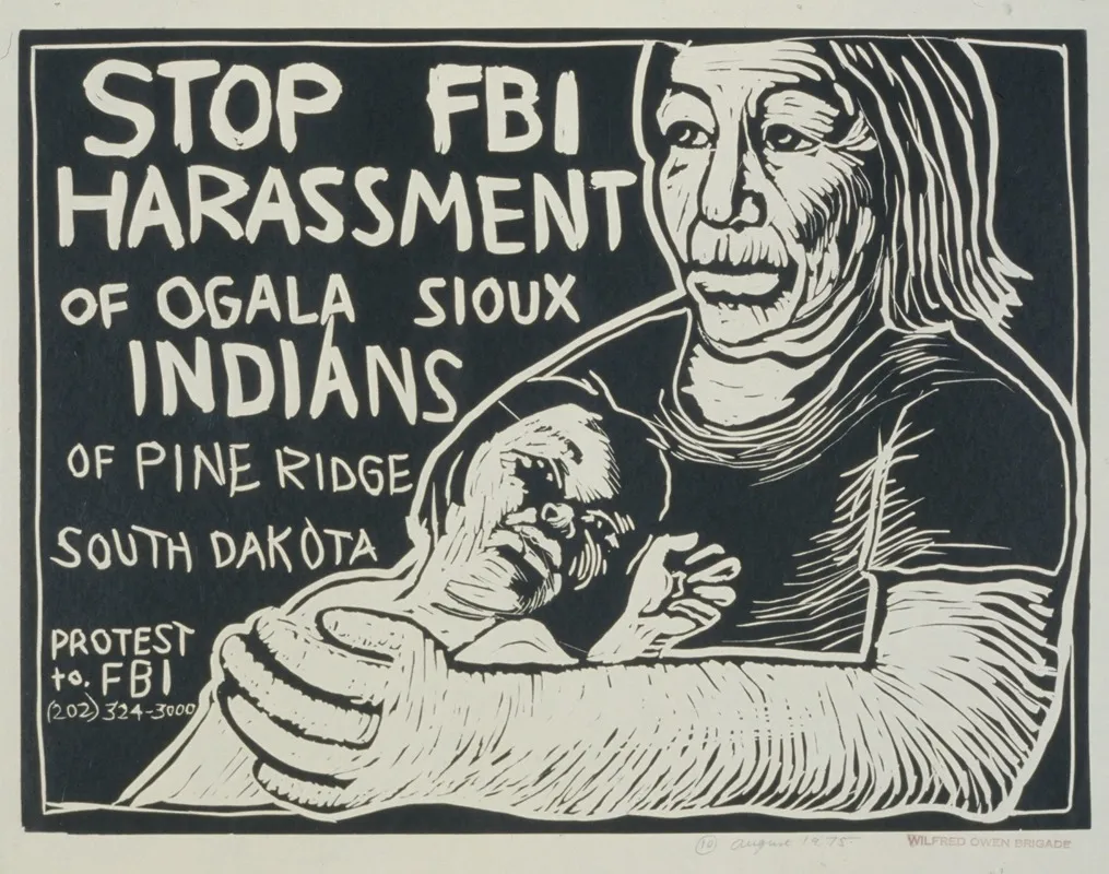 Stop Fbi Harassment Of Ogala Sioux Indians Of Pine Ridge South Dakota Wall Art by Rachael Romero - High-Resolution Digital Print
