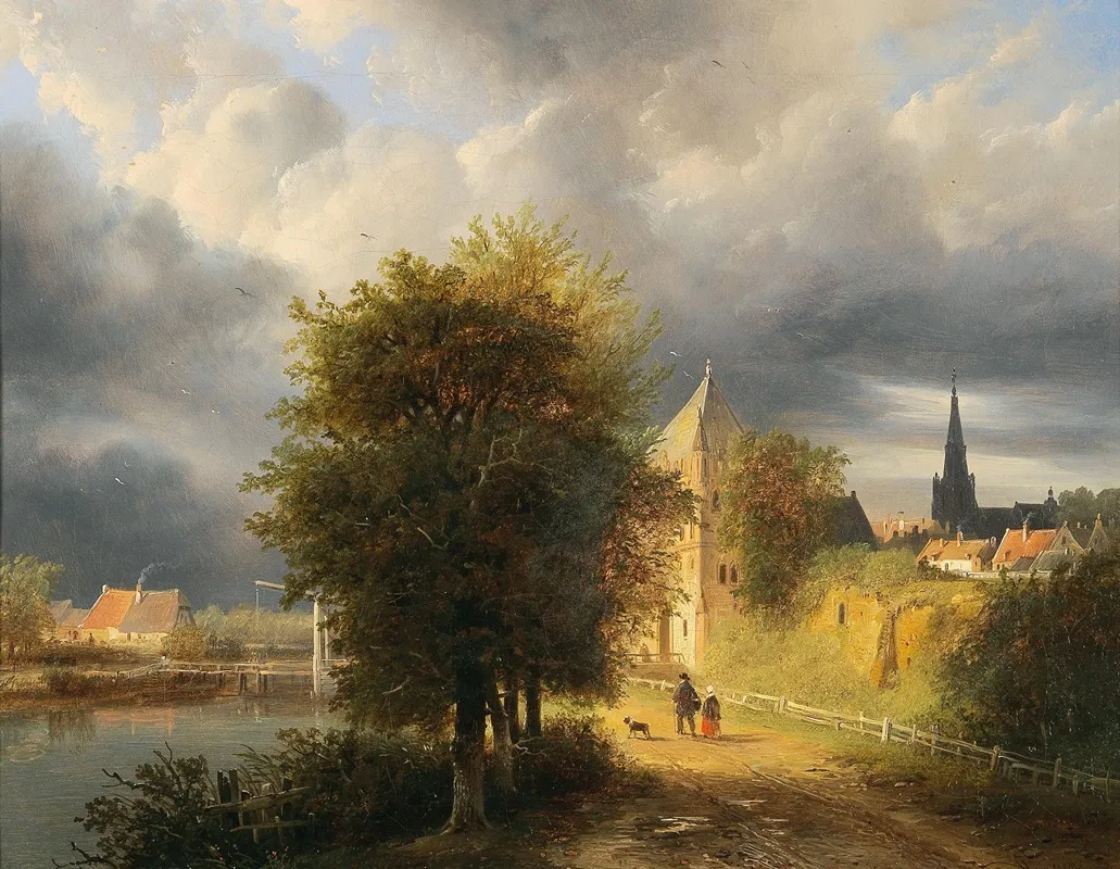 Storm Clouds Over A Dutch Town Wall Art by Georg Gillis van Haanen - High-Resolution Digital Print