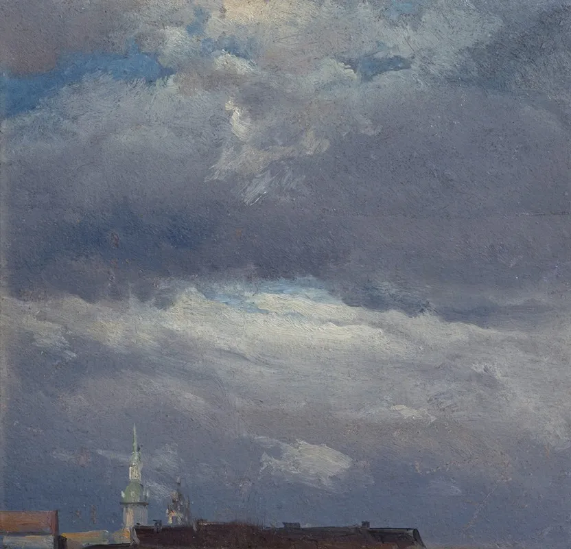 Stormclouds Over The Castle Tower In Dresden Wall Art by Johan Christian Dahl - High-Resolution Digital Print