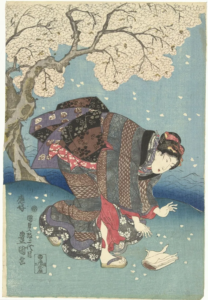 Stormy Day On The Sumida River Wall Art by Utagawa Kunisada (Toyokuni III) - High-Resolution Digital Print