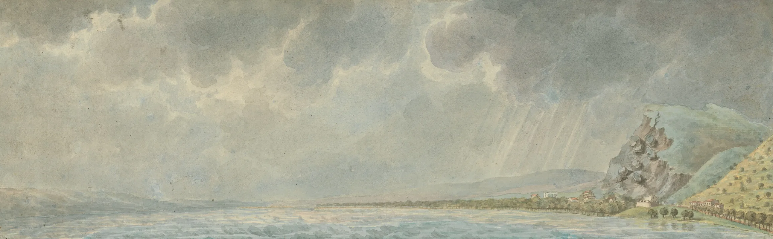 Stormy Landscape With Rockfall At Right Viewed From The Sea