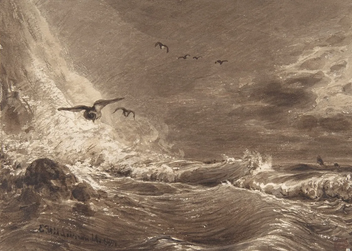 Stormy Sea 3 Wall Art by Eduard Hildebrandt - High-Resolution Digital Print