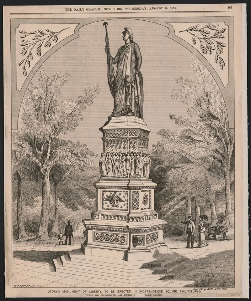 Storys Monument Of Liberty To Be Erected In Independence Square Philadelphia Wall Art by Frank Hamilton Taylor - High-Resolution Digital Print