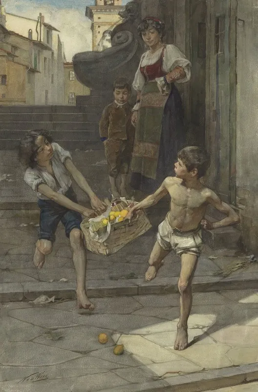 Straatscene In Een Italiaanse Stad
