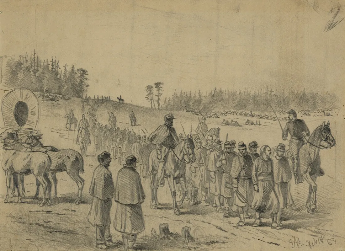 Stragglers On The March To Headquarters Under Guard