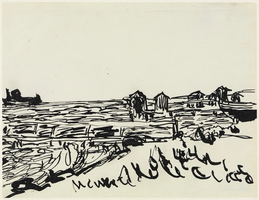 Strand Mit Badekarren Wall Art by Ernst Ludwig Kirchner - High-Resolution Digital Print