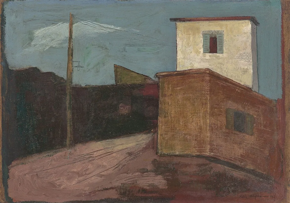 Strase Mit Telefonmasten Wall Art by Felix Nussbaum - High-Resolution Digital Print