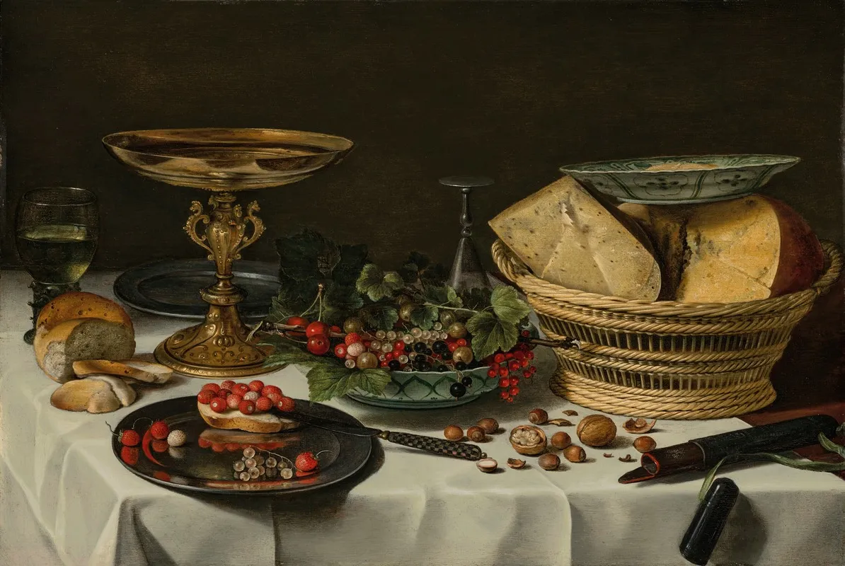 Strawberries Currants And Bread On A Pewter Platter Wall Art by Pieter Claesz - High-Resolution Digital Print