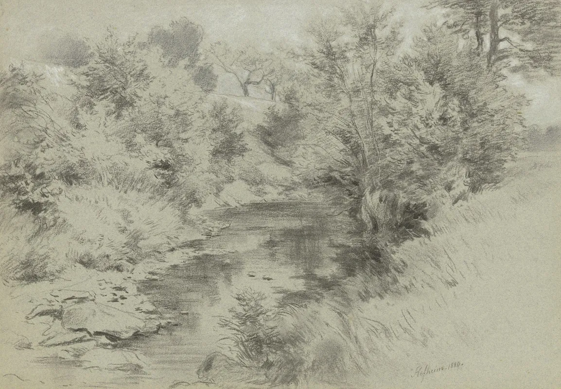 Stream Near Hofheim Wall Art by Adolf Hoeffler - High-Resolution Digital Print