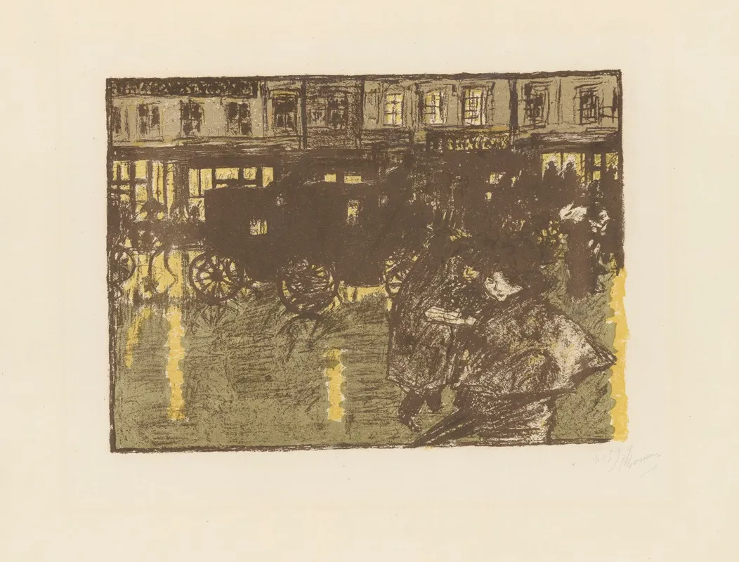 Street At Evening In The Rain Rue Le Soir Sous La Pluie Wall Art by Pierre Bonnard - High-Resolution Digital Print