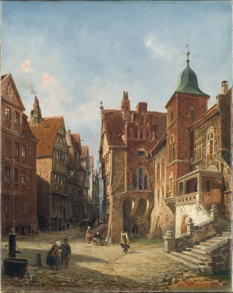 Street In Hamburg Study In Architecture Wall Art by Wilhelm von Hanno - High-Resolution Digital Print