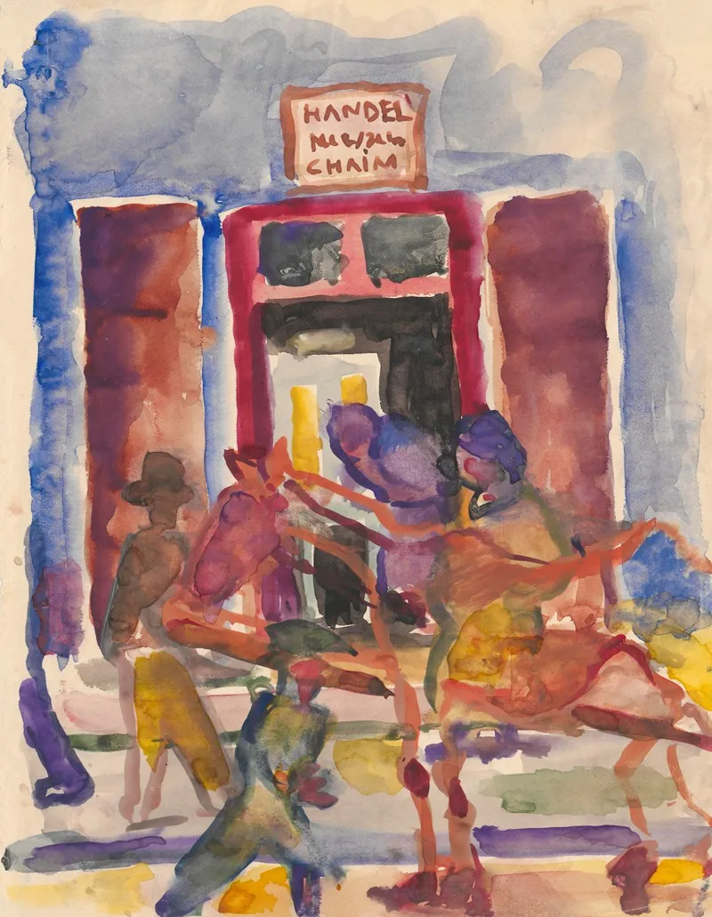 Street Scene In Front Of A Shop