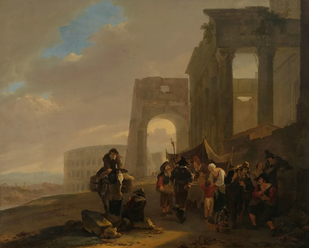 Street Scene With Roman Ruins