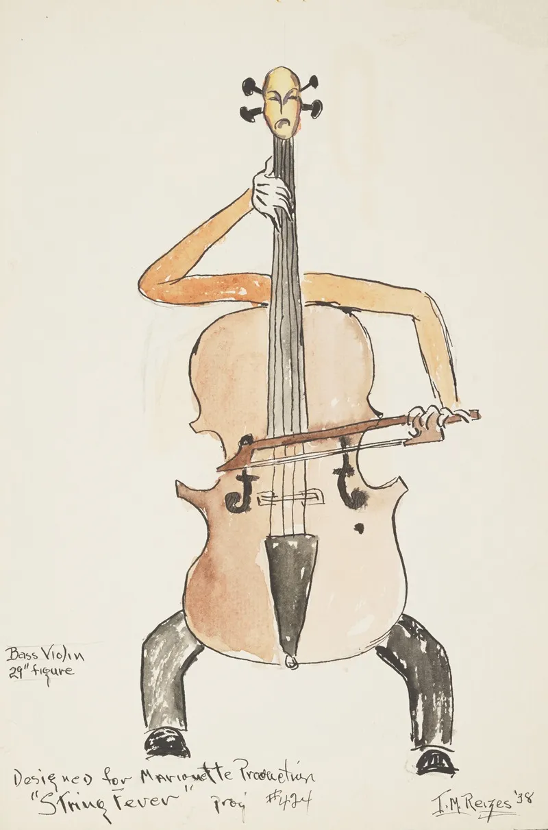 String Fevermarionette Bass Violin 29 Figure Wall Art by Irving M. Reizes - High-Resolution Digital Print