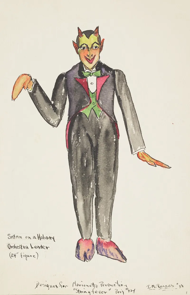 String Fevermarionette Satan On A Holiday Orchestra Leader Wall Art by Irving M. Reizes - High-Resolution Digital Print