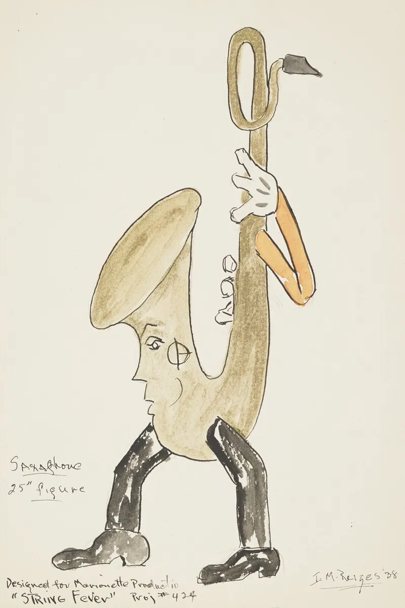 String Fevermarionette Saxophone Wall Art by Irving M. Reizes - High-Resolution Digital Print