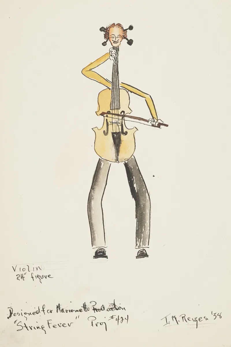 String Fevermarionette Violin Wall Art by Irving M. Reizes - High-Resolution Digital Print