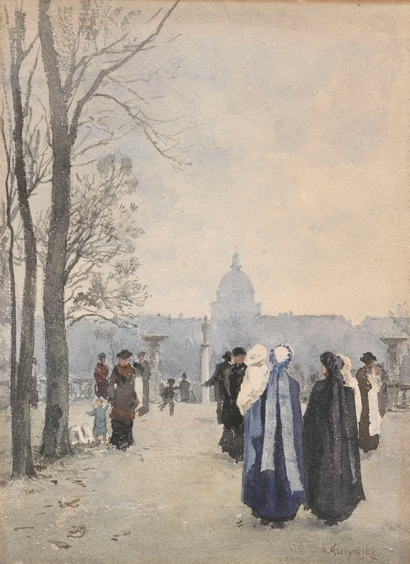 Stroll In A Park Wall Art by Aleksander Gierymski - High-Resolution Digital Print