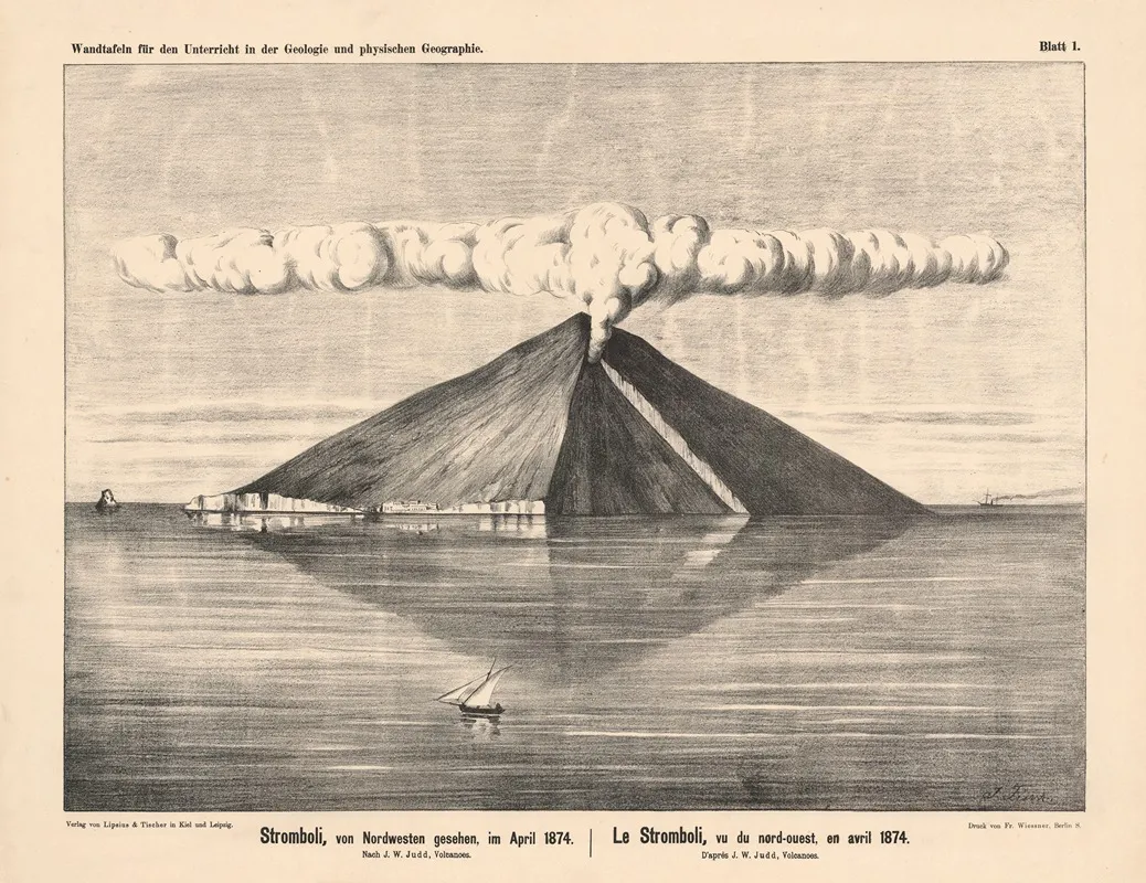 Stromboli Von Nordwesten Gesehen Im April 1874 Wall Art by John Wesley Judd - High-Resolution Digital Print