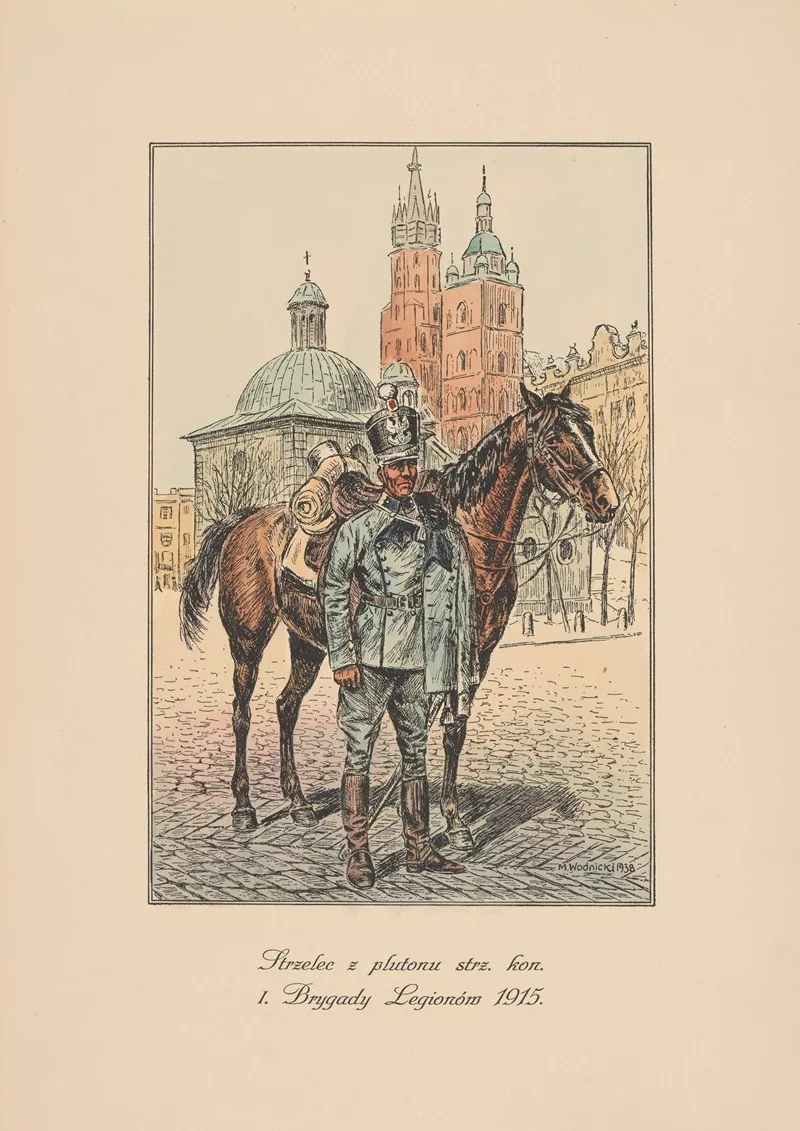 Strzelec z plutonu strz kon i brygady legionow 1915 Wall Art by Mieczysław Kazimierz Wodnicki - High-Resolution Digital Print