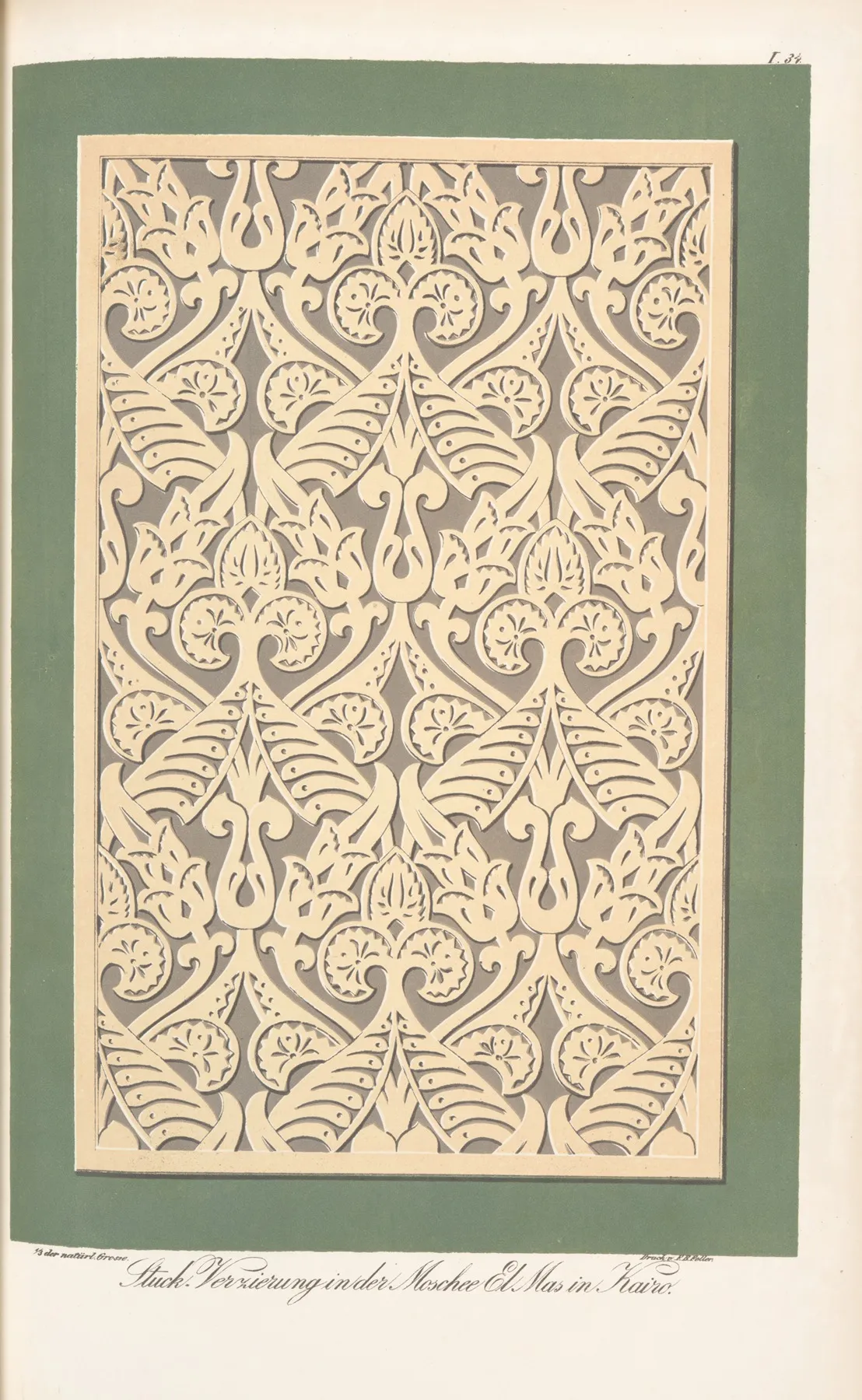 Stuck Verzierung In Der Moschee El Mas In Kairo Wall Art by Friedrich Maximilian Hessemer - High-Resolution Digital Print